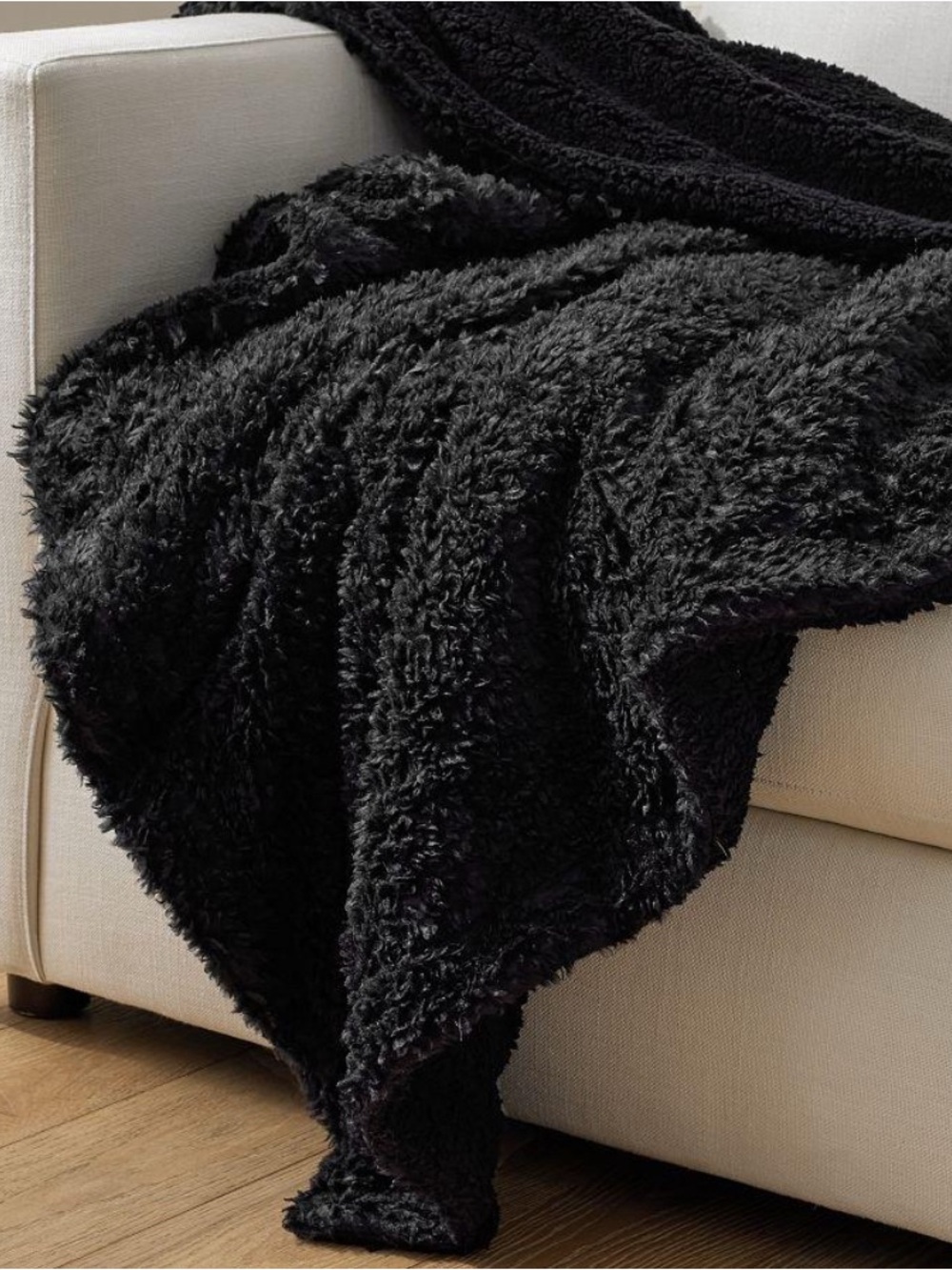 NEW Pottery Barn Fireside Cozy Sherpa Reversible Throw - Black